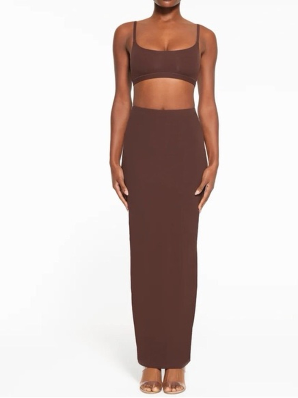 SKIMS brown long maxi skirt